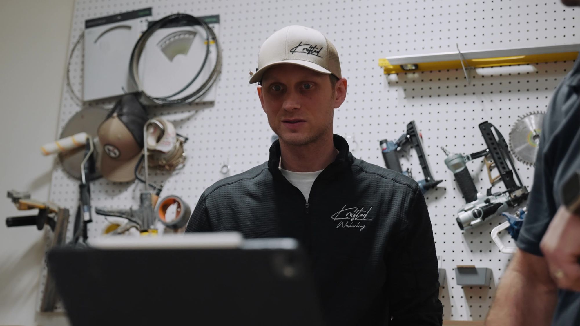 Brandon DeLaMatter talking about the shop